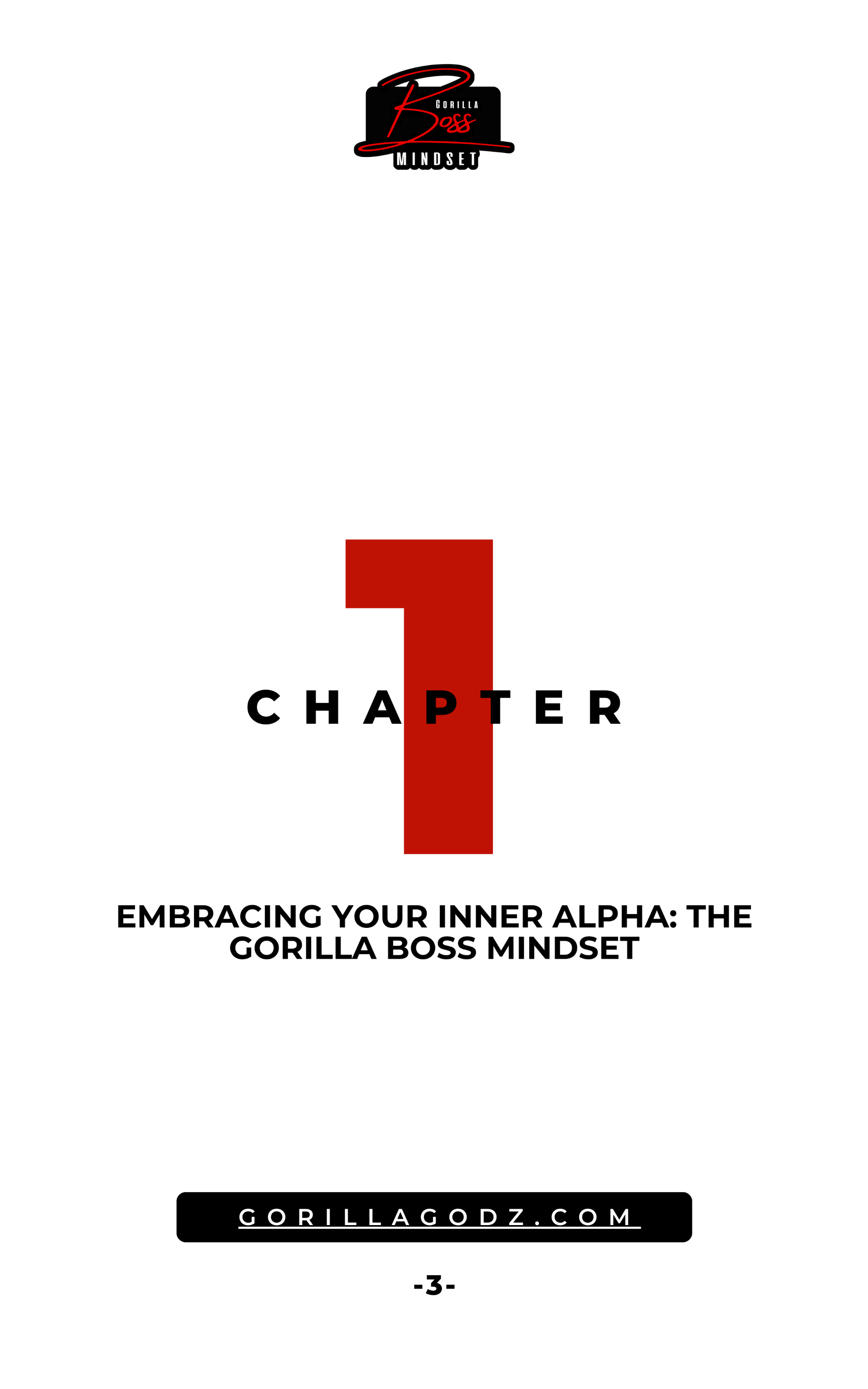 Chapter 1 of The Gorilla Boss Mindset e-book, focusing on embracing your inner alpha for leadership and confidence.