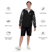 Load image into Gallery viewer, Blacked Out Graffiti Men’s Windbreaker
