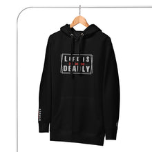 Load image into Gallery viewer, &quot;Life is Deadly&quot; Embroidered Unisex Hoodie (Color options available)
