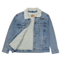 Load image into Gallery viewer, &quot;Monogram Wingz&quot; Unisex denim sherpa jacket
