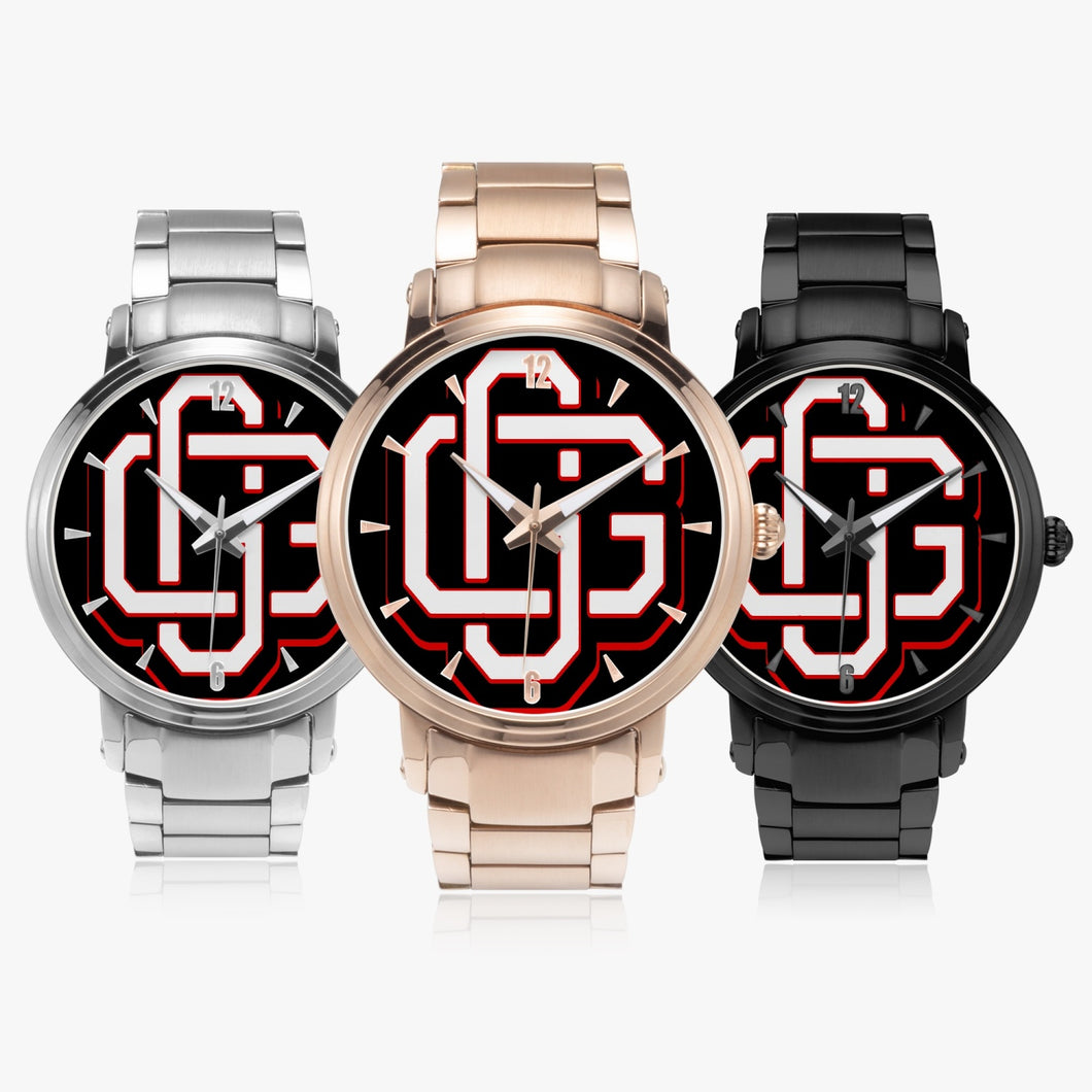GG White/Red Monogram Steel Strap Automatic Watch